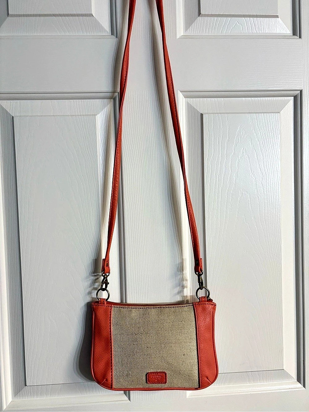 Fossil Canvas and Vegan Leather Colorblock Crossbody Bag
